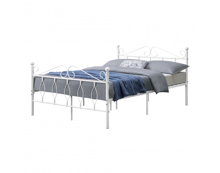 Метално легло Apolda 140x200 см двойно легло до 300 кг бяло []