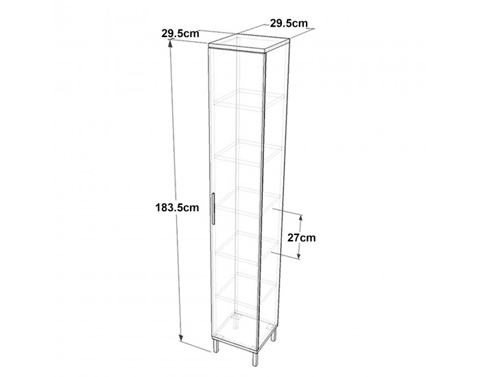 Висок шкаф Lieto с 6 отделения за съхранение 183,5 x 29,5 x 29,5 см дъб сив ​​[]