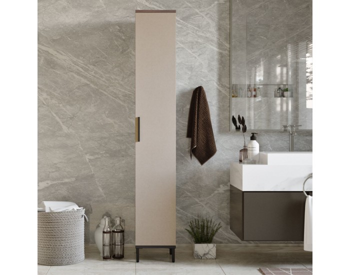 Висок шкаф Lieto с 6 отделения за съхранение 183,5 x 29,5 x 29,5 см дъб сив ​​[]