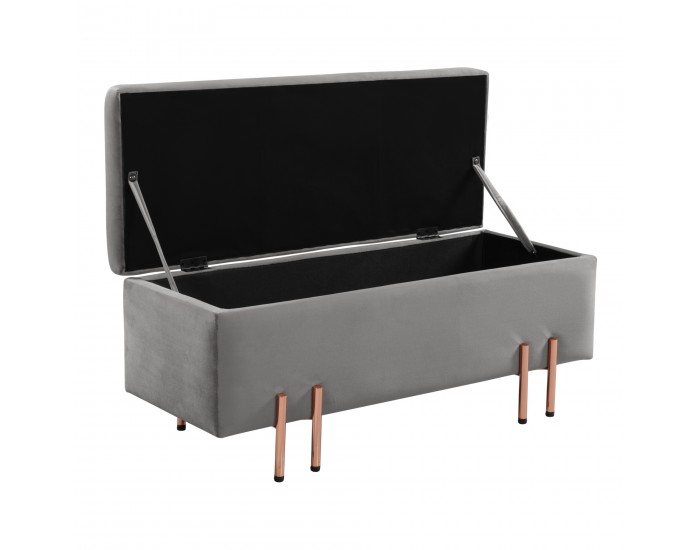 Кадифена ракла Dals 100x40x42 см сива []