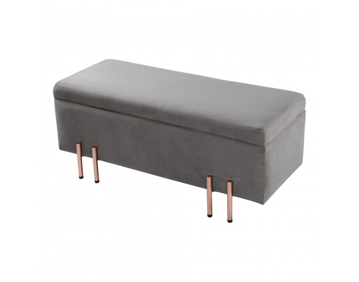 Кадифена ракла Dals 100x40x42 см сива []