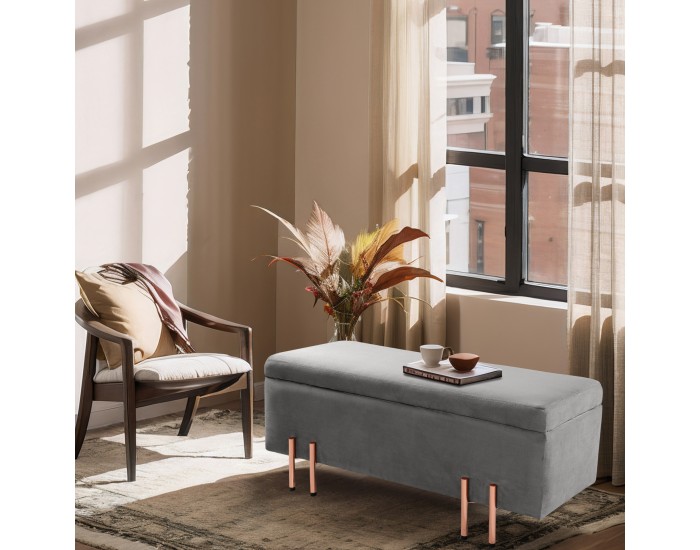 Кадифена ракла Dals 100x40x42 см сива []