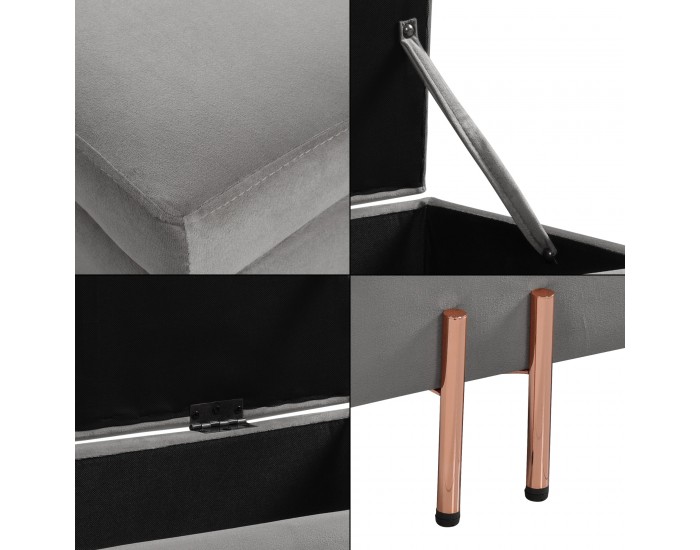 Кадифена ракла Dals 118x40x42 см сива []