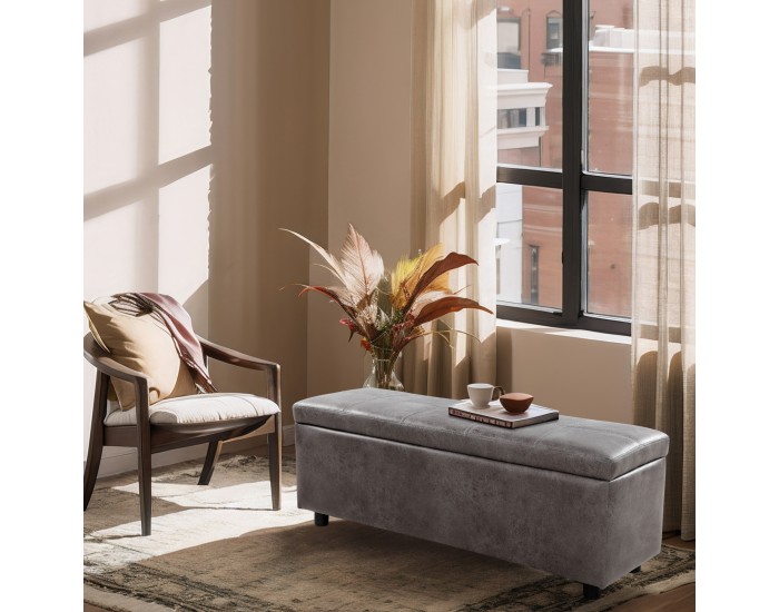 Bukit Ракла за съхранение 118x37x43 см изкуствена кожа сива [en.casa]