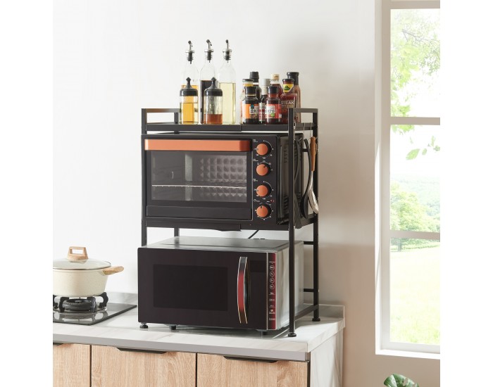 Sorsele регулируем кухненски рафт 79x40-63x32 см черен []