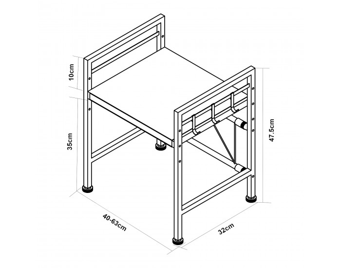 Sorsele регулируем кухненски рафт 48x40-63x32 см черен []