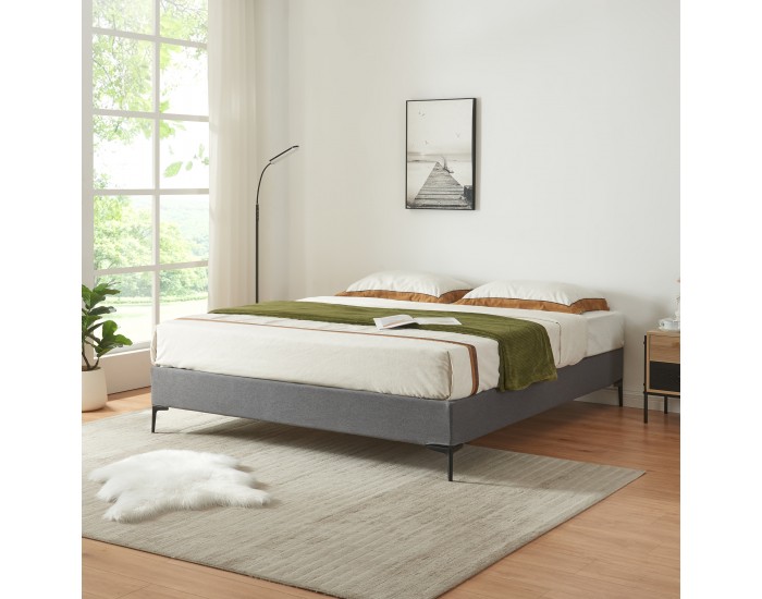 Двойно легло Lilla Textil 140x200 см тъмно сиво []