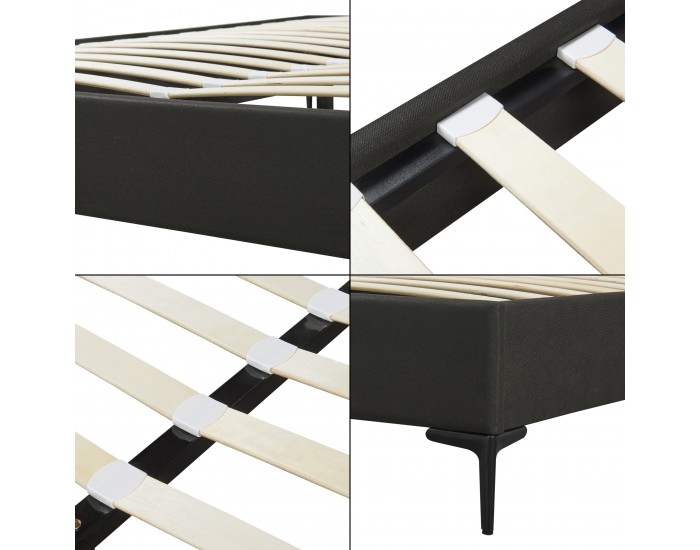 Двойно легло Lilla Textil 140x200 см тъмно сиво []