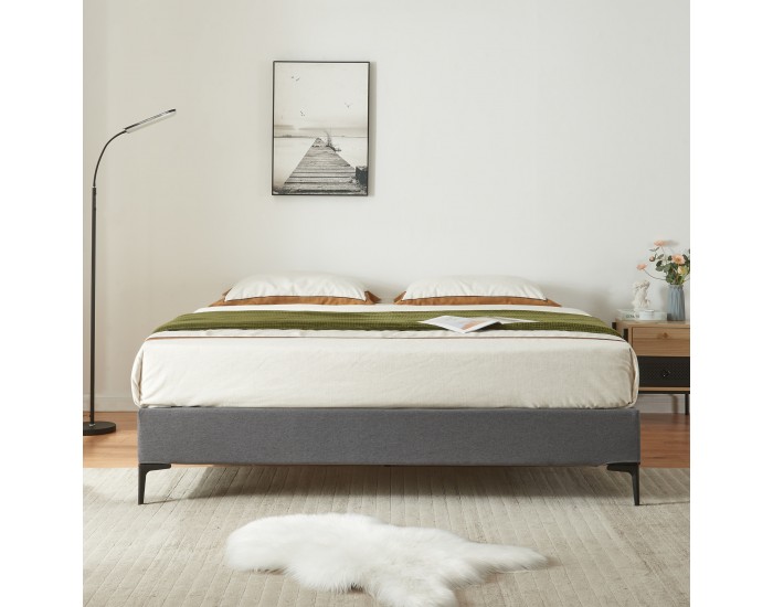 Двойно легло Lilla Textil 140x200 см тъмно сиво []