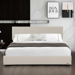Тапицирано легло Juva Cord с ламелна рамка 160x200 см Beige Corium - Спалня
