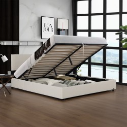 Тапицирано легло Juva Cord с ламелна рамка 140x200 см Beige Corium - Спалня