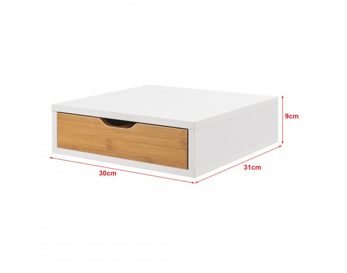 Кутия за чекмедже Vieremä 9x30x31cm бяла/бамбукова визия []