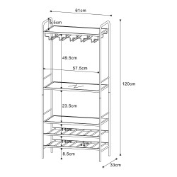 Стойка за вино Hustadvika 120x61x33см черно/дъб [] - Дневна