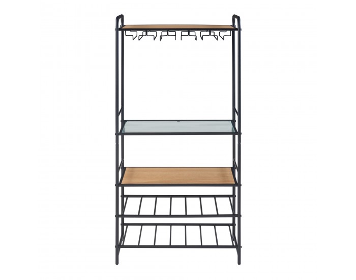 Стойка за вино Hustadvika 120x61x33см черно/дъб []