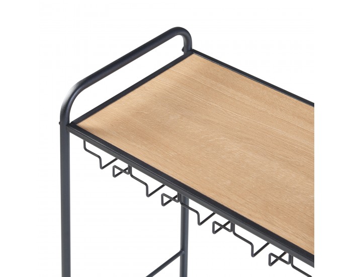 Стойка за вино Hustadvika 120x61x33см черно/дъб []