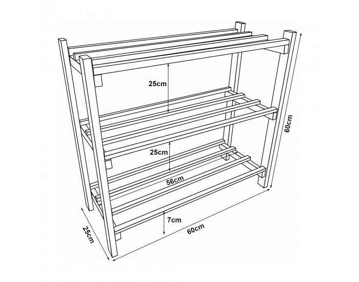 Поставка за обувки Keuruu 60x60x25 см []