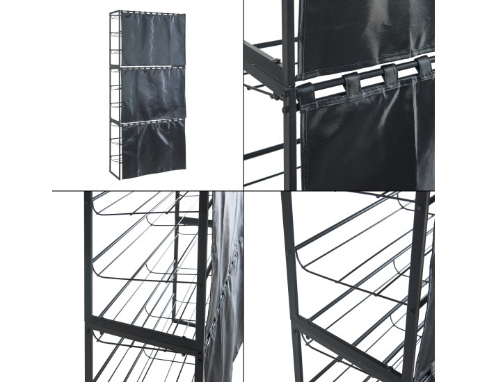 Поставка за обувки Sel с комплект завеси от 3 черни []