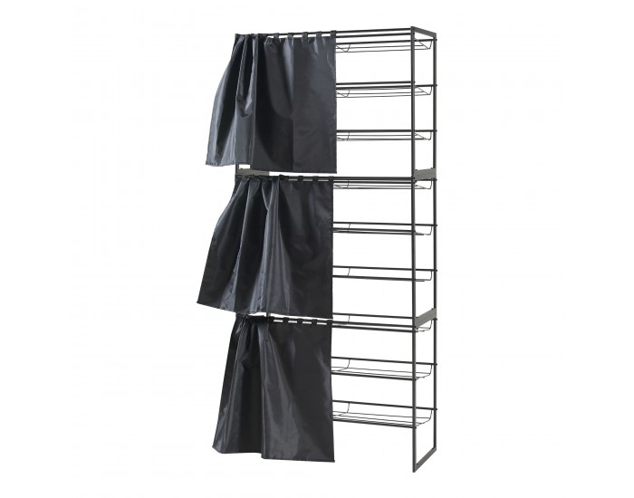 Поставка за обувки Sel с комплект завеси от 3 черни []