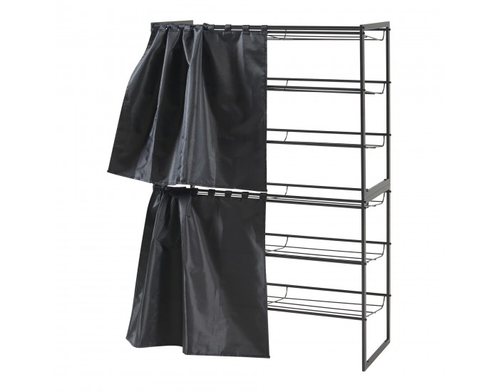 Поставка за обувки Sel с комплект завеси от 2 черни []