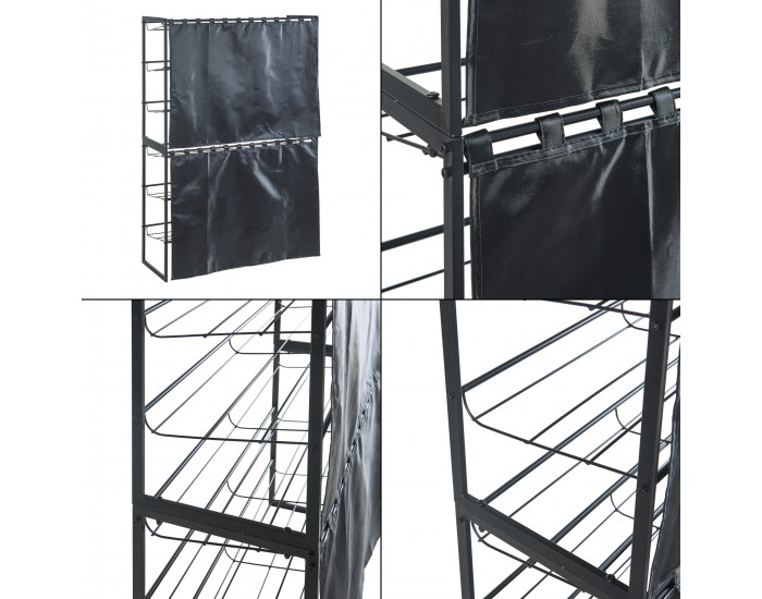 Поставка за обувки Sel с комплект завеси от 2 черни []