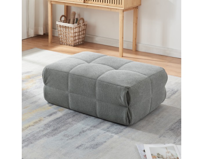 Табуретка за крака Koskyvn 35x80x55 см текстилно сиво []