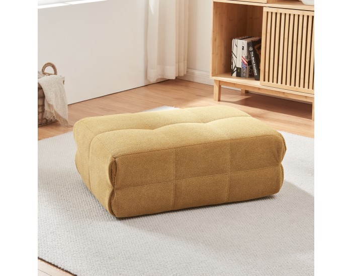 Табуретка за крака Koskyvn 35x80x55 см текстил жълт []