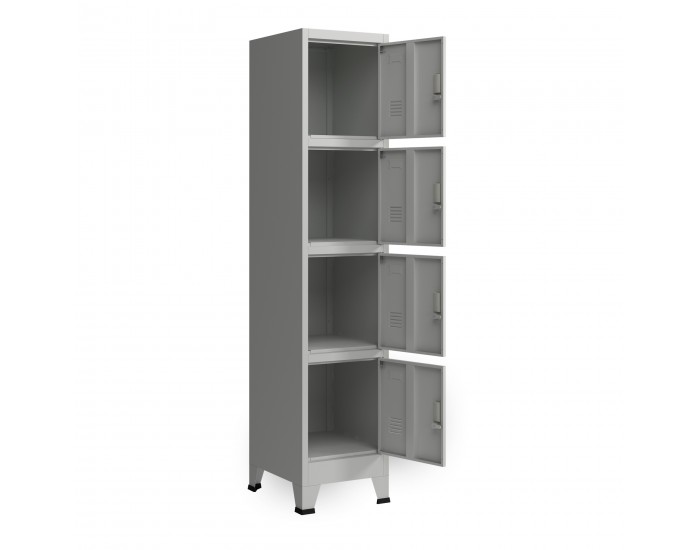 Шкаф Joroinen с 4 врати стоманен прахово боядисан 180x38x45 см сив []