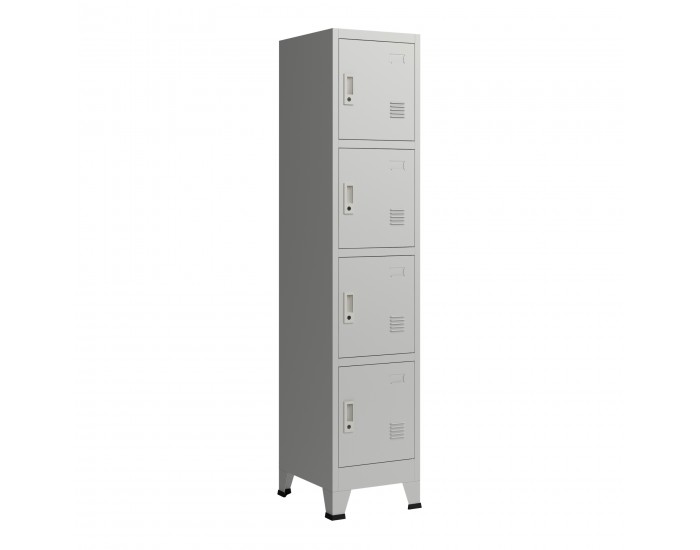Шкаф Joroinen с 4 врати стоманен прахово боядисан 180x38x45 см сив []