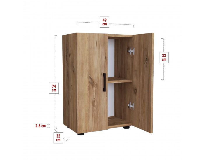 Страничен шкаф Åsnes 74x49x32см дъб []