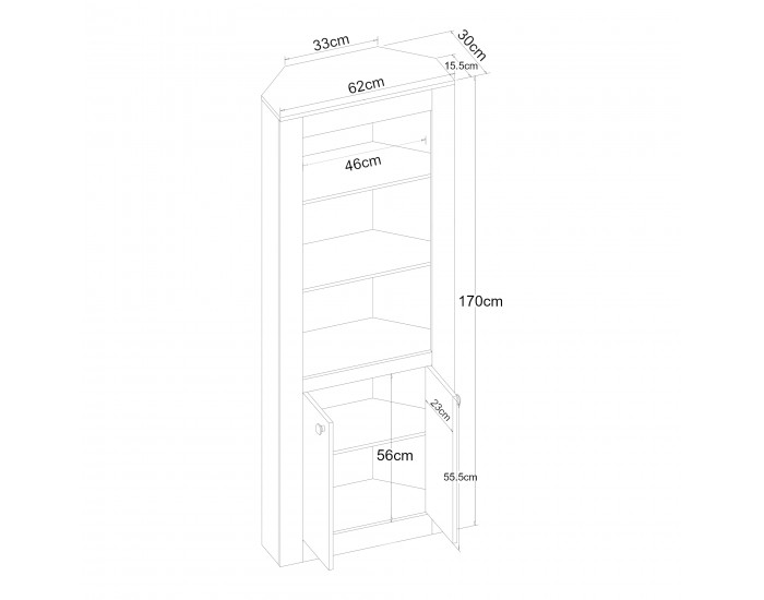 Ъглов шкаф Eura 170x62x30см дъб []