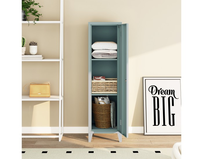 Единично шкафче Kurikka 137x38x38 см сиво-синьо []