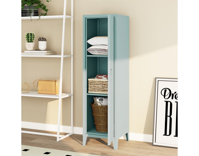 Единично шкафче Kurikka 137x38x38 см сиво-синьо []