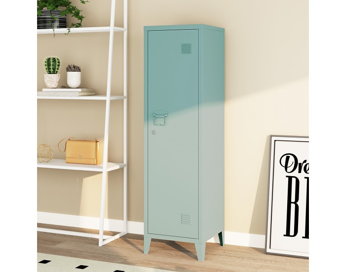 Единично шкафче Kurikka 137x38x38 см сиво-синьо []