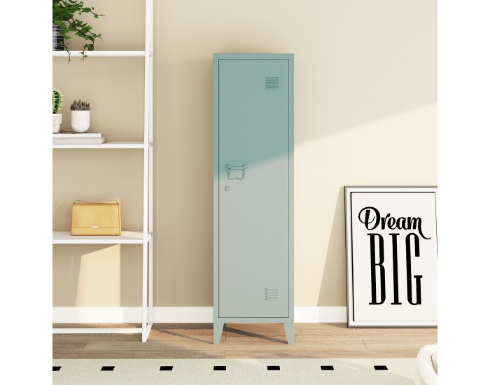 Единично шкафче Kurikka 137x38x38 см сиво-синьо []