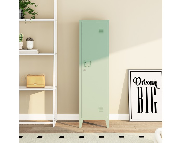 Единично шкафче Kurikka 137x38x38 см пастелно зелено []