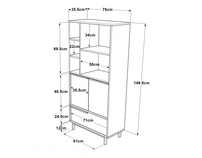 Кухненски шкаф Kvænangen 162x75x36 см дъб/ратан []