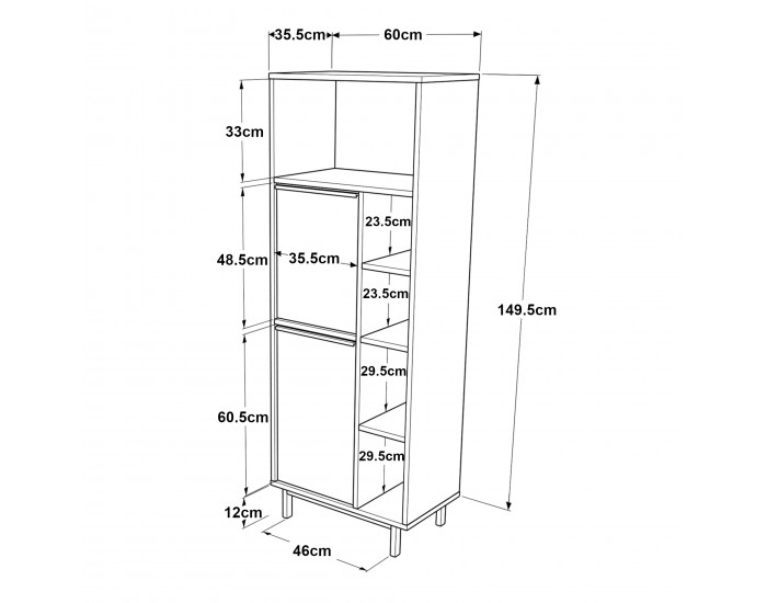 Кухненски шкаф Vesanto 162x60x36 см бял []