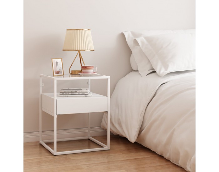 Помощна маса Vissenbjerg с чекмедже, матово бяло []