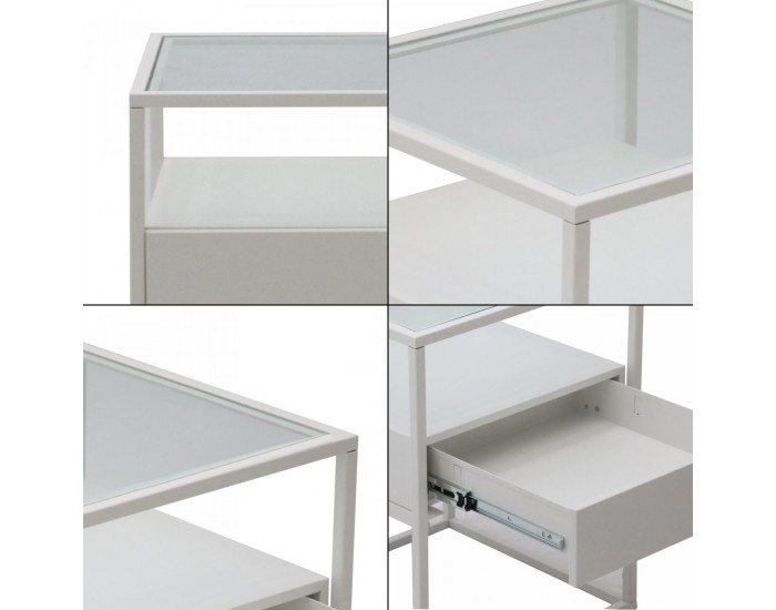 Помощна маса Vissenbjerg с чекмедже, матово бяло []