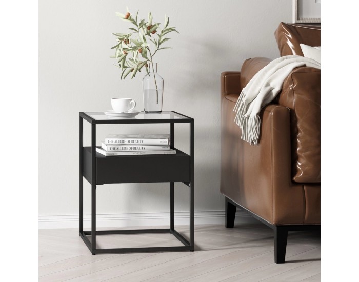 Помощна маса Vissenbjerg с чекмедже, матово черно []