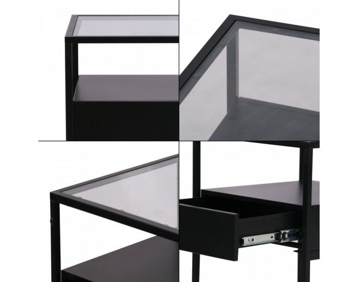 Помощна маса Vissenbjerg с чекмедже, матово черно []