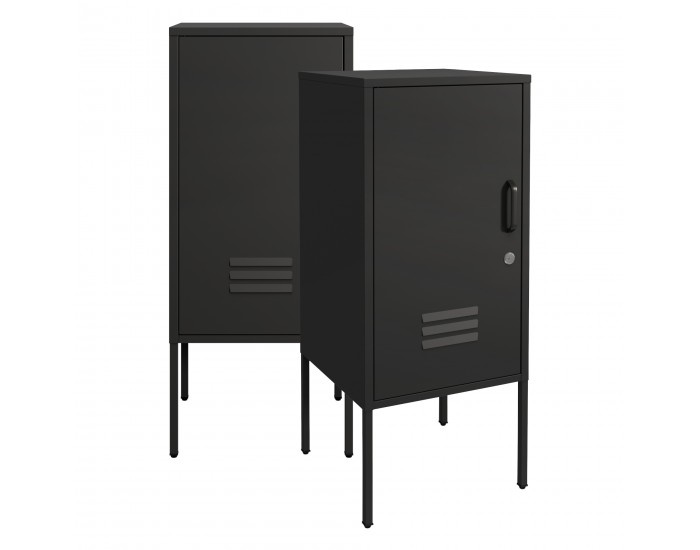 Комплект нощни шкафчета Hausjärvi от 2 бр., 82x35x35 см, стомана, черни []