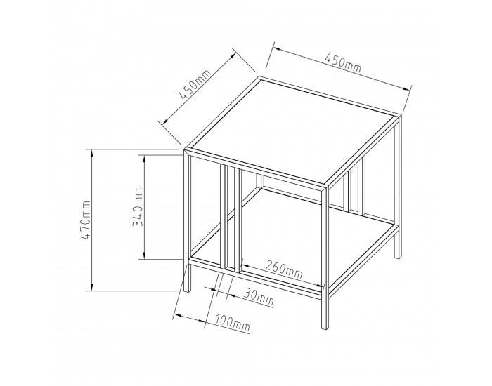 Помощна маса Kumlinge 45x45x47cm черна []
