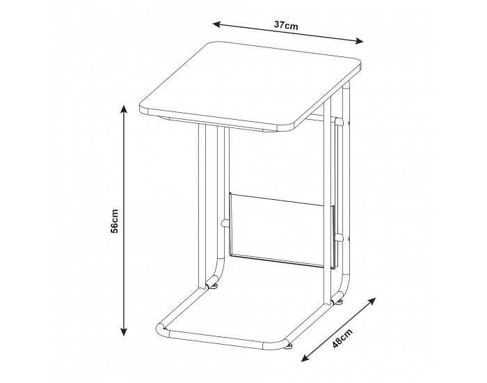 Маса за лаптоп Dyrøy 56x48x37cm бяло/дъб []