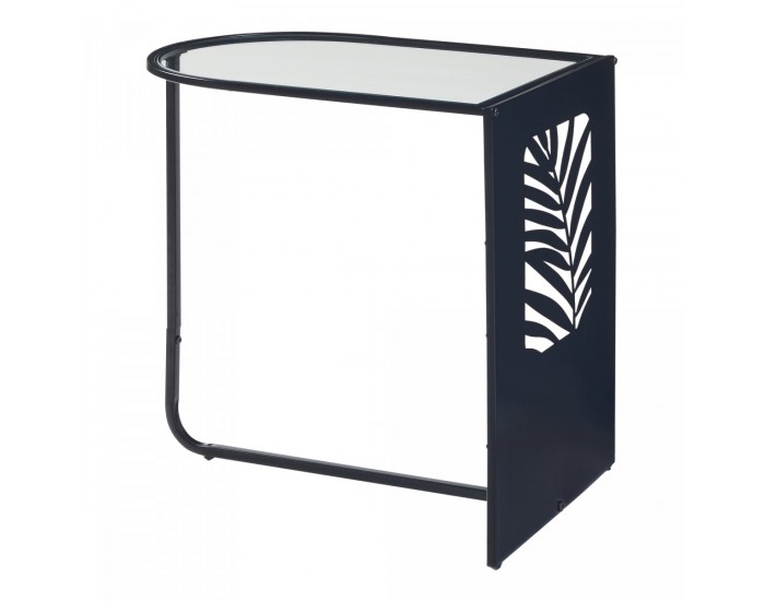 Помощна маса Ulvik 50x50x35см от метал и стъкло черна []