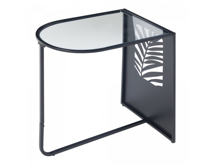 Помощна маса Ulvik 50x50x35см от метал и стъкло черна []