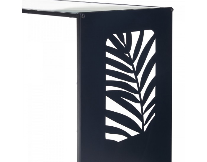 Помощна маса Ulvik 50x50x35см от метал и стъкло черна []