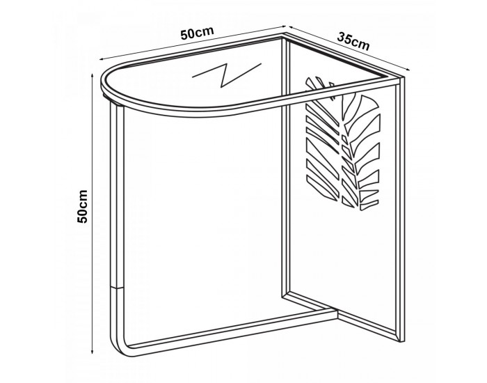 Помощна маса Ulvik 50x50x35см от метал и стъкло черна []