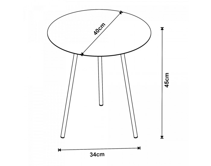 Помощна маса Sula 45x40см от черен метал []