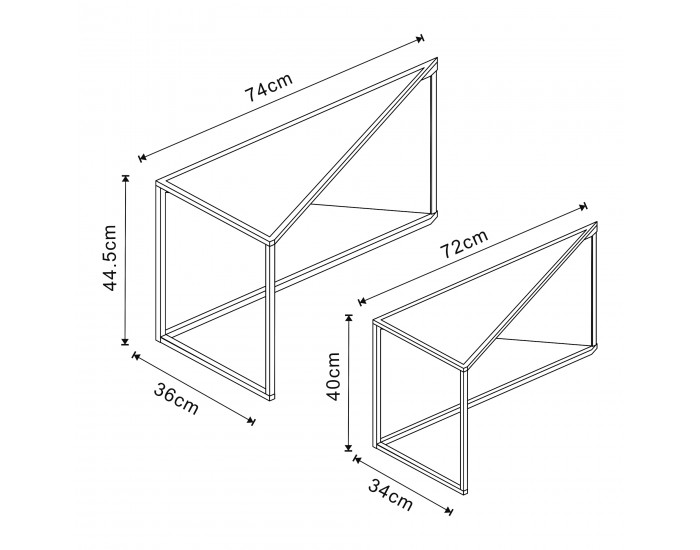 Комплект маса за гнездене Kungsör от 2 метални черни []
